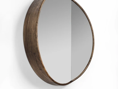 Cut 115 Mirror with Canaletto Walnut Solid Wood Frame by Porada