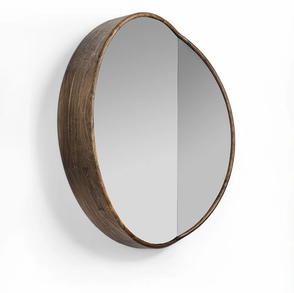 Cut 115 Mirror with Canaletto Walnut Solid Wood Frame by Porada