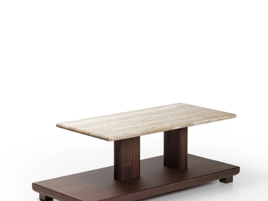 Kirk marble and walnut coffee table by Porada