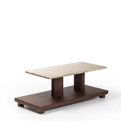 Kirk marble and walnut coffee table by Porada