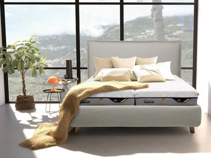 Tempur upholstered fabric double bed Sogno