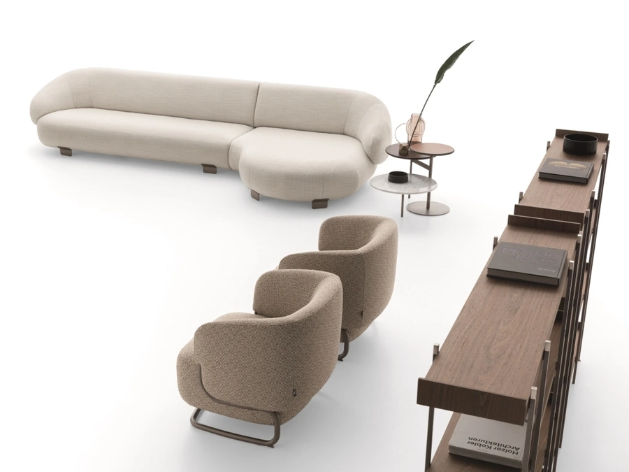 Fabric sofa with peninsula Pacific by Ditre Italia.