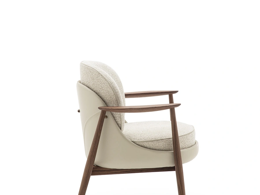 Bilboa chair in leather and fabric by Porada
