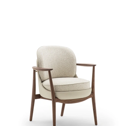 Bilboa chair in leather and fabric by Porada