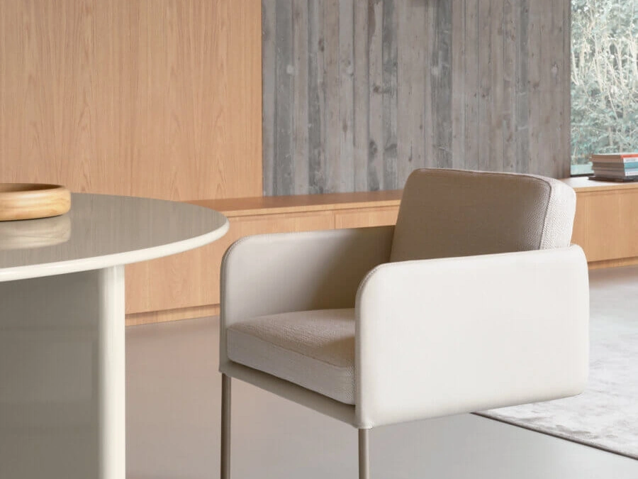 Viga Chair in leather and fabric by Ditre Italia