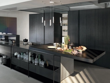 Design kitchen with Antis Project 6 island in Wood Black by Euromobil