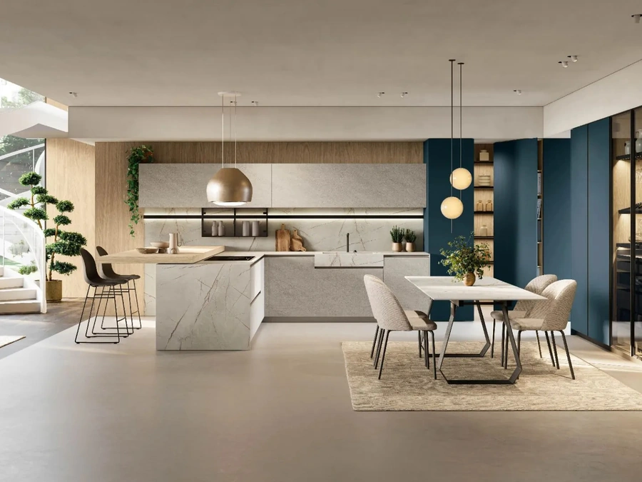Modern Kitchen with Metropolis 02 Peninsula by Stosa