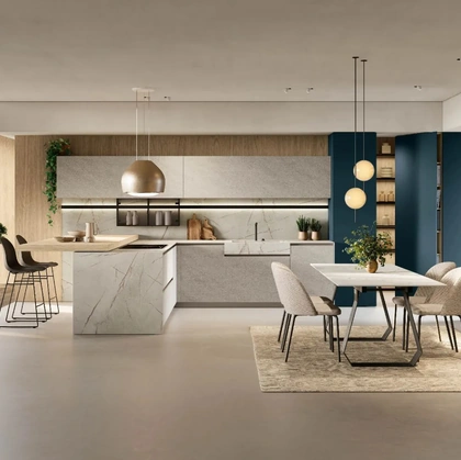 Modern Kitchen with Metropolis 02 Peninsula by Stosa