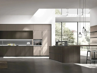 Modern Kitchen with Metropolis 03 Island in Oak and Pet by Stosa