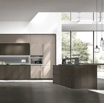 Modern Kitchen with Metropolis 03 Island in Oak and Pet by Stosa