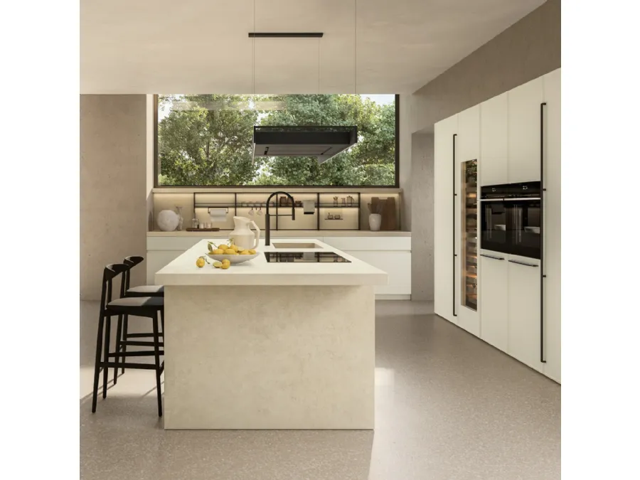 Design Kitchen Antis Project 4 in Matte White Lacquer and Euromobil Gres