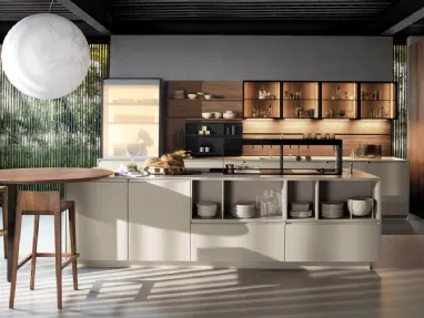 Design Kitchen with Antis Project 8 island in Euromobil's Super Matt Mud lacquer finish