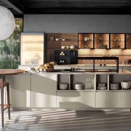 Design Kitchen with Antis Project 8 island in Euromobil's Super Matt Mud lacquer finish