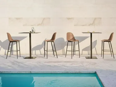 Bontempi's Tall Outdoor Side Table in Lacquered Steel