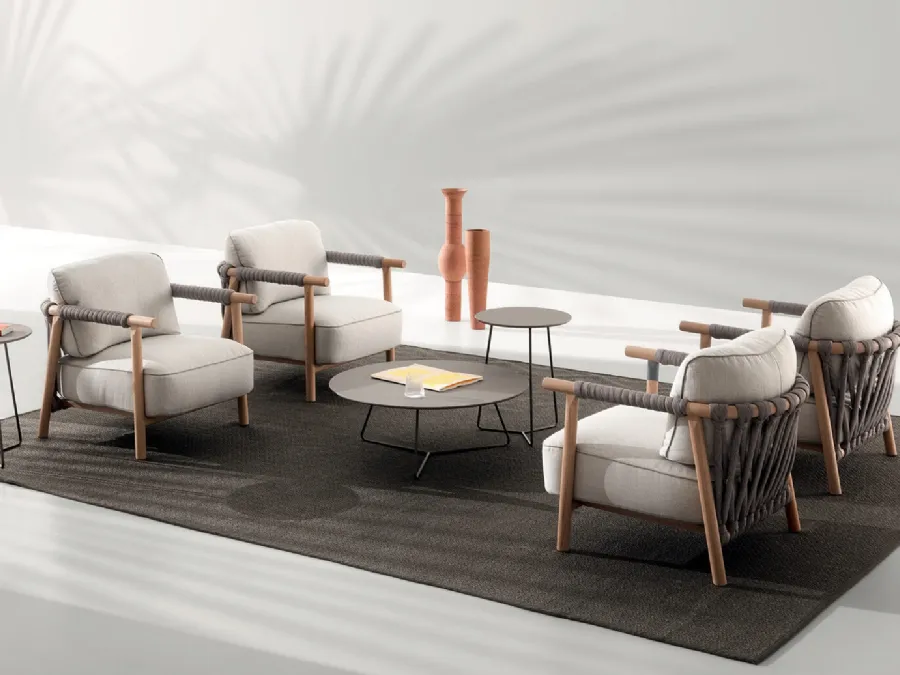 Nathy armchair in fabric and wood by Ditre Italia.