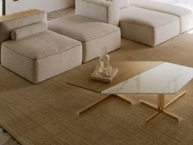 Bento wooden coffee table with SuperMarble by Bontempi.