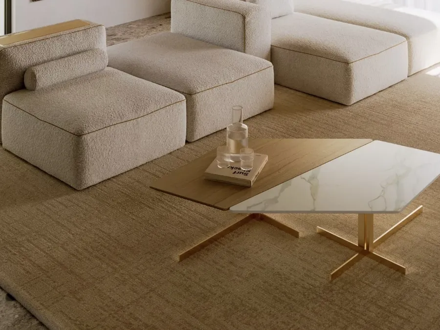 Bento wooden coffee table with SuperMarble by Bontempi.