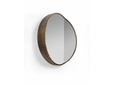 Cut 115 Mirror with Canaletto Walnut Solid Wood Frame by Porada