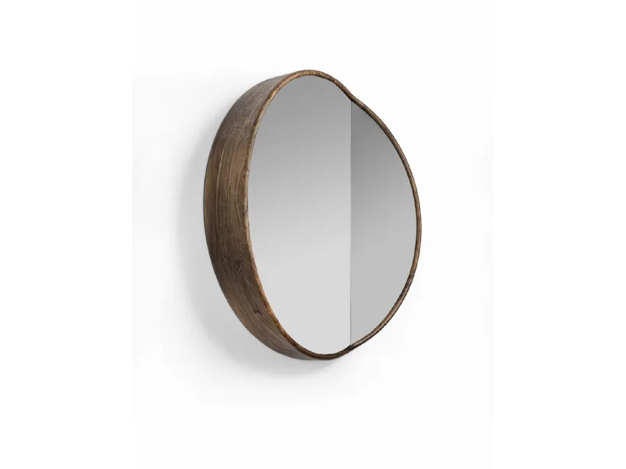 Cut 115 Mirror with Canaletto Walnut Solid Wood Frame by Porada