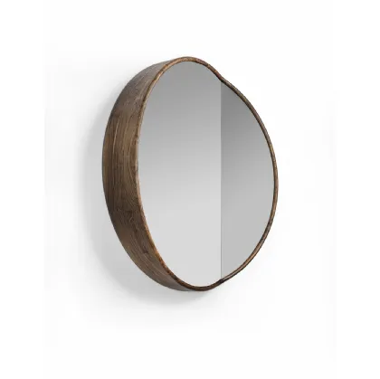 Cut 115 Mirror with Canaletto Walnut Solid Wood Frame by Porada