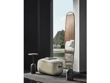 Ekero Mirror with wooden frame and marble base by Porada.