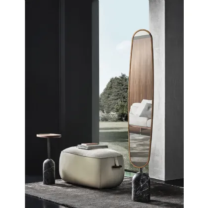 Ekero Mirror with wooden frame and marble base by Porada.