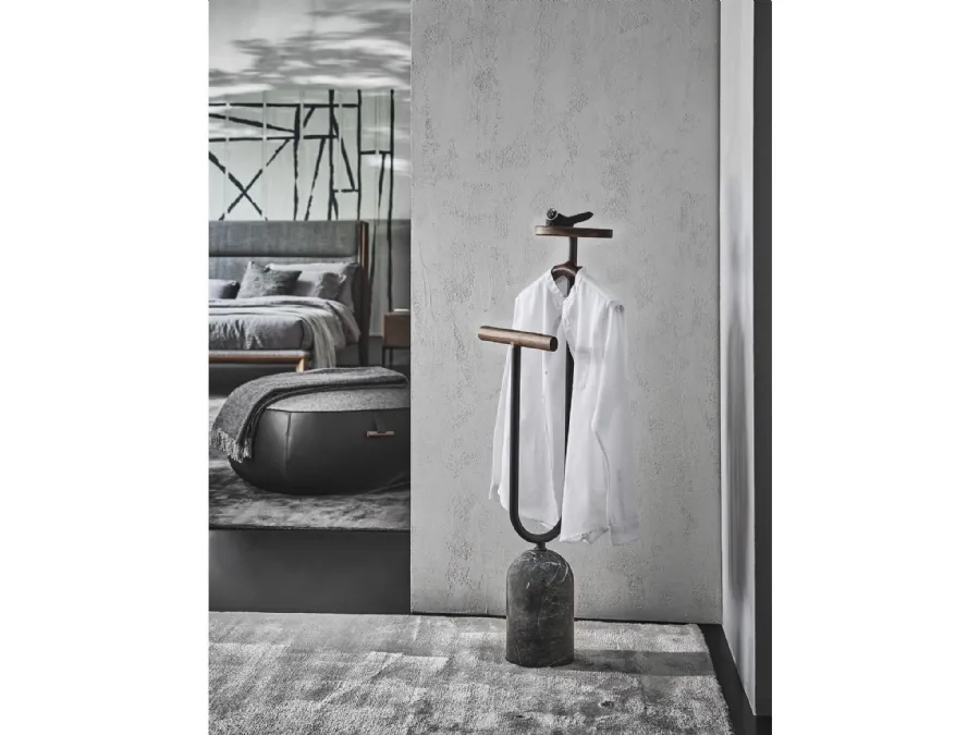 Ekero Rack metal and wood coat stand with Porada marble base.