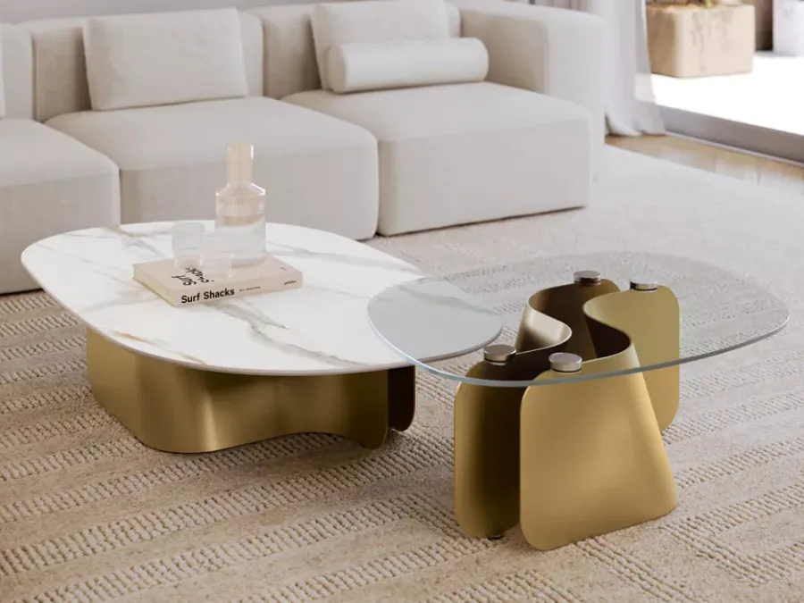 Flow coffee table in crystal or SuperMarmo by Bontempi