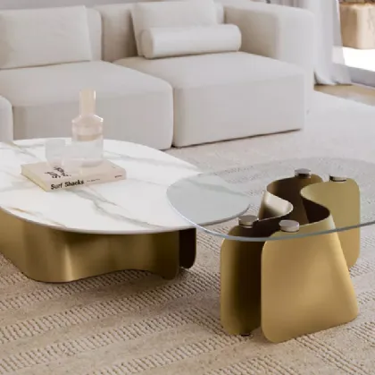 Flow coffee table in crystal or SuperMarmo by Bontempi