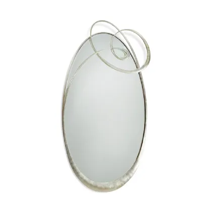 Oval mirror with wrought iron frame by Cantori