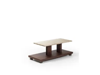 Kirk marble and walnut coffee table by Porada