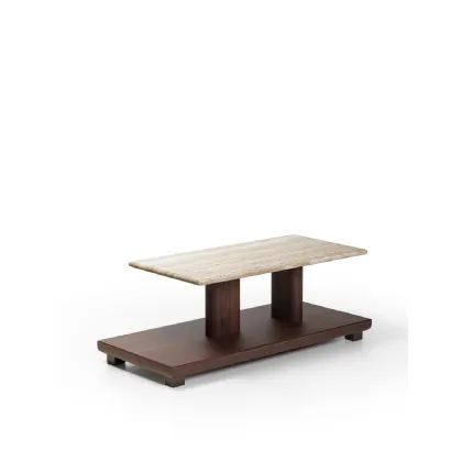 Kirk marble and walnut coffee table by Porada