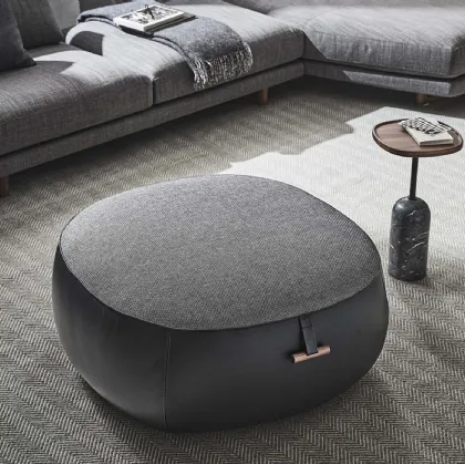 Leather and fabric Pouf Lagom by Porada.