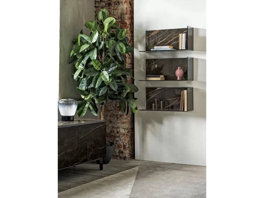 Zen Shelf in SuperMarble and crystal by Bontempi