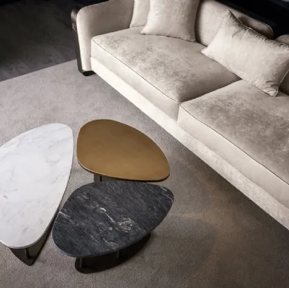 Ninfea coffee table with top in stone, marble or metal by Cantori.