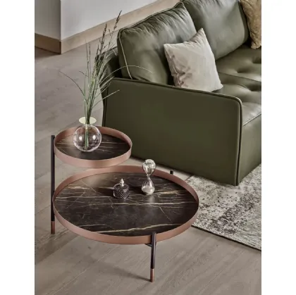 Planet coffee table with SuperMarmo tops and lacquered steel structure by Bontempi.