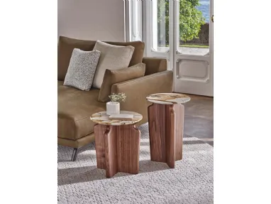 Podi coffee table with marble top and Canaletto walnut base by Porada.