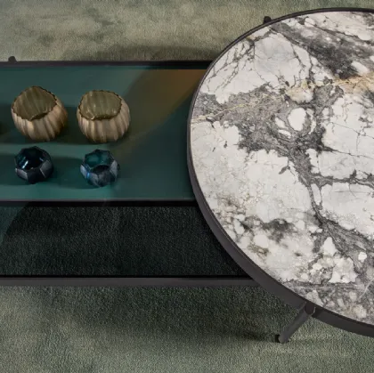 Cantori's coffee table with marble top and lacquered finish in the Valley design