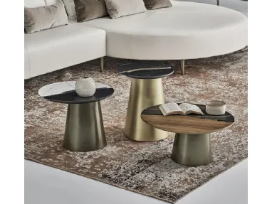 Yang wooden coffee table with SuperMarble by Bontempi