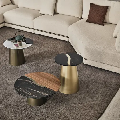 Yang coffee table with top in supermarble or supermarble and Bontempi wood