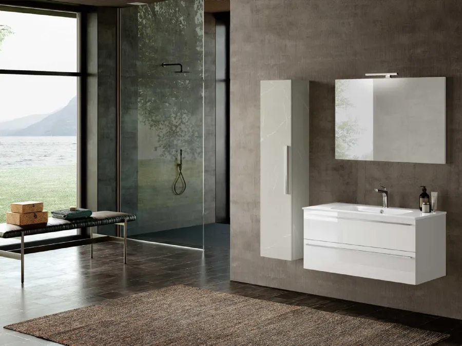 Suspended bathroom unit Block System Slim C40 by Baxar.