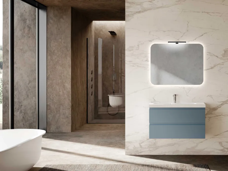 Wall-mounted bathroom vanity Block System Square Evo C37 by Baxar.