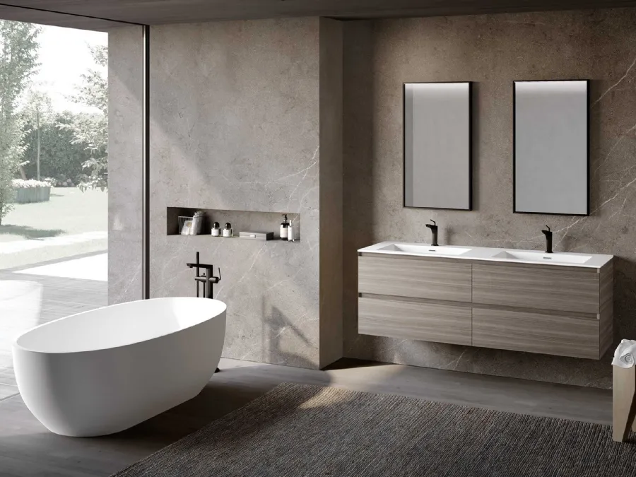 Suspended Bathroom Cabinet Block System Syntesi C32 by Baxar