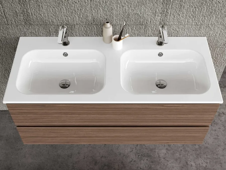 Suspended Bathroom Vanity Block System Syntesi C33 by Baxar.
