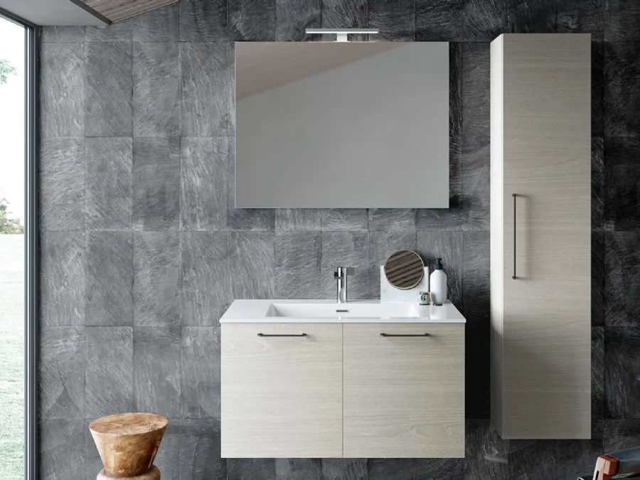 Wall-hung bathroom vanity unit Block System Syntesi C38 by Baxar