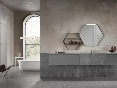 Suspended Bathroom Vanity M3 System 313 in lacquered and Baxar gres