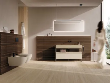 Bathroom cabinet M3 System 341 in lacquered and Eucalyptus wood by Baxar