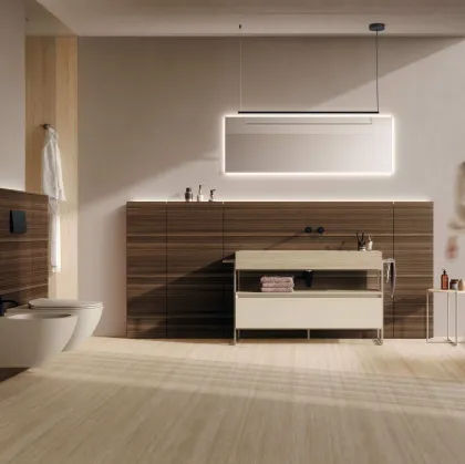 Bathroom cabinet M3 System 341 in lacquered and Eucalyptus wood by Baxar