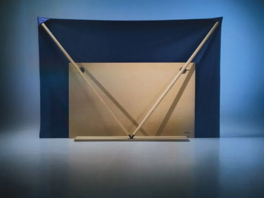 Bed Backdrop with wooden headboard and fabric by Bolzan Letti