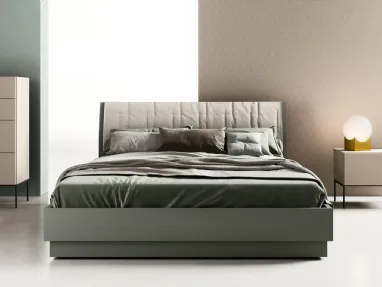Double bed with headboard with Bent fabric cover by Zalf.